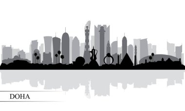 Doha şehrinin siluet arkaplanı, vektör illüstrasyonu