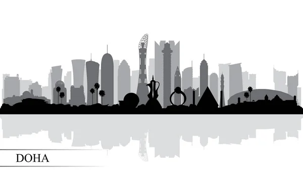 Doha Cidade Skyline Silhueta Fundo Ilustração Vetorial —  Vetores de Stock