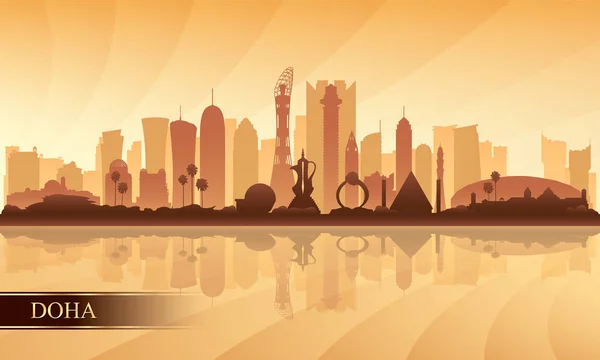 Doha Ciudad Horizonte Silueta Fondo Vector Ilustración — Archivo Imágenes Vectoriales