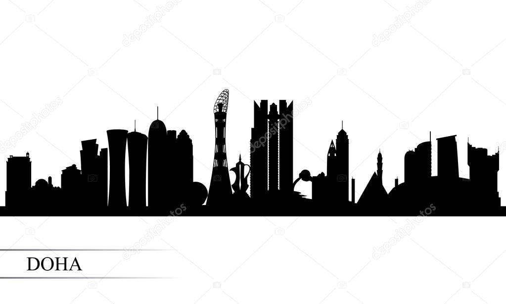 Doha city skyline silhouette background, vector illustration