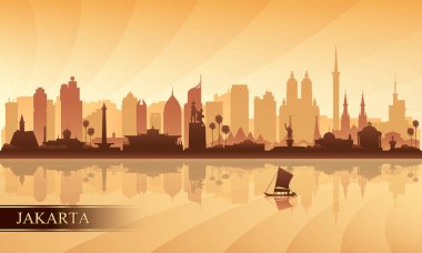 Jakarta şehir manzarası siluet arka plan