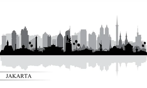 Jakarta cidade skyline silhueta fundo —  Vetores de Stock