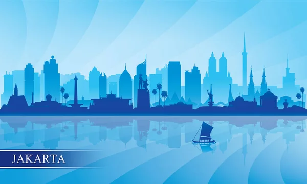 雅加达城市天际线剪影背景 — 图库矢量图片