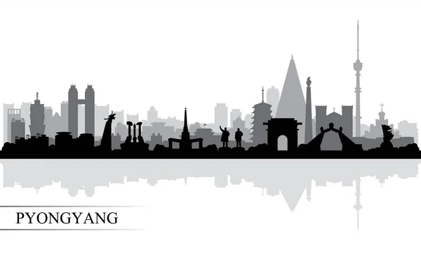 Pyongyang città skyline silhouette sfondo — Vettoriale Stock