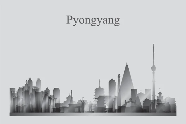 Pyongyang city skyline silhouette szürkeárnyalatos — Stock Vector