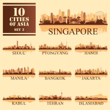 Vektör çizim ayarla 10 Asya şehirler 