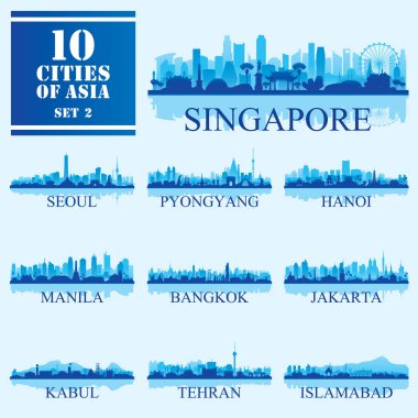 Vektör çizim ayarla 10 Asya şehirler 