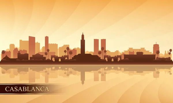 卡萨布兰卡城市天际线剪影背景 — 图库矢量图片