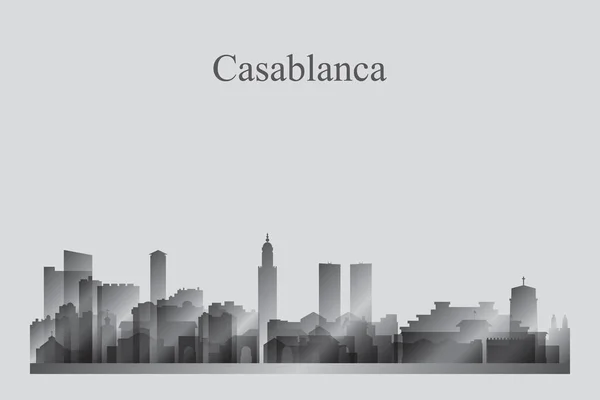 Casablanca City skyline van silhouet in een grijswaarden — Stockvector