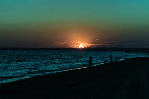 Piękny Zachód Słońca Nad Morskim Wybrzeżem Krymu — Zdjęcie stockowe