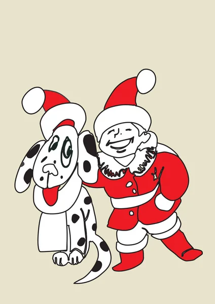 Boy Santa Claus Costume Dog — Stock Vector