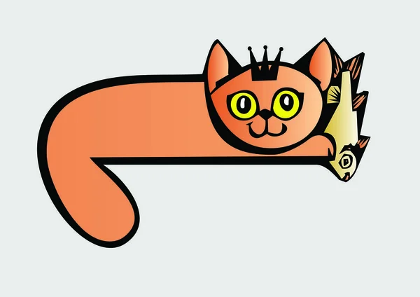 Arte Gato Divertido Ilustración Vectorial — Vector de stock