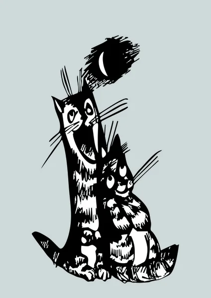 Funny Cat Art Vector Illustration — Stock Vector