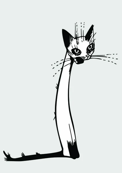 Arte Engraçada Gato Ilustração Vetorial — Vetor de Stock