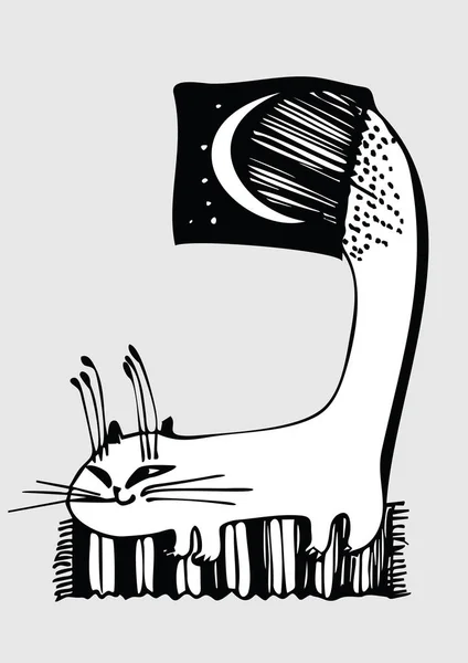 Arte Gato Divertido Ilustración Vectorial — Vector de stock