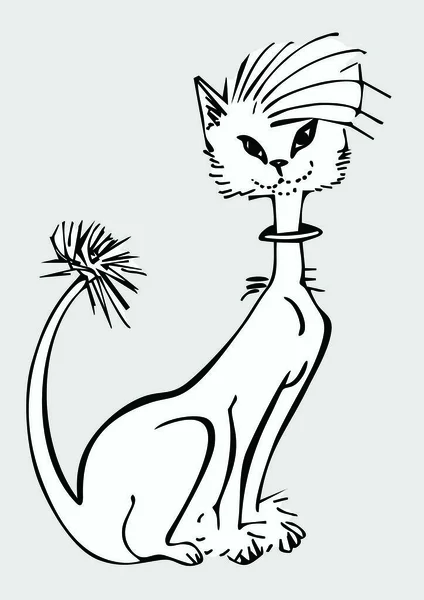 Arte Gato Divertido Ilustración Vectorial — Vector de stock