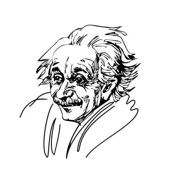 Einstein'ın bir portresinin siyah beyaz doğrusal çizimi