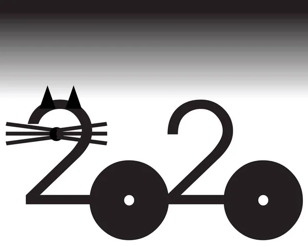 Figuras 2020 Con Forma Gato Lineal Aisladas Sobre Fondo Blanco — Archivo Imágenes Vectoriales