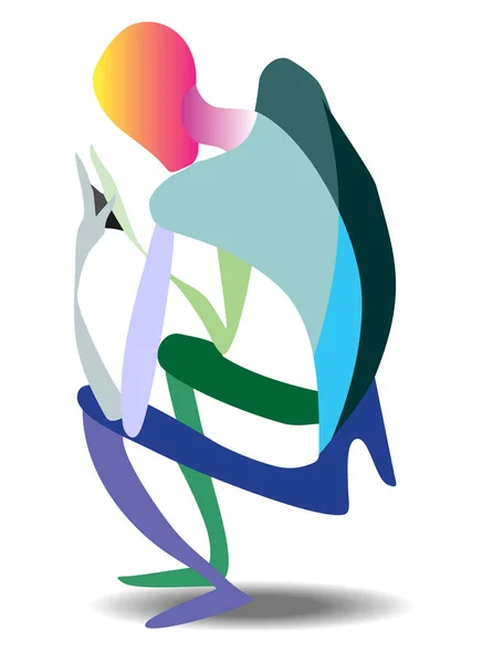 komik stilize oturma soyut kişi