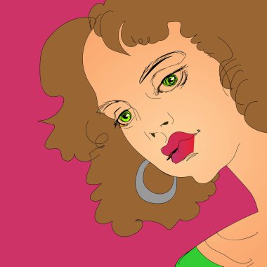 hayali bir büyüleyici genç kız bir portre bir kroki