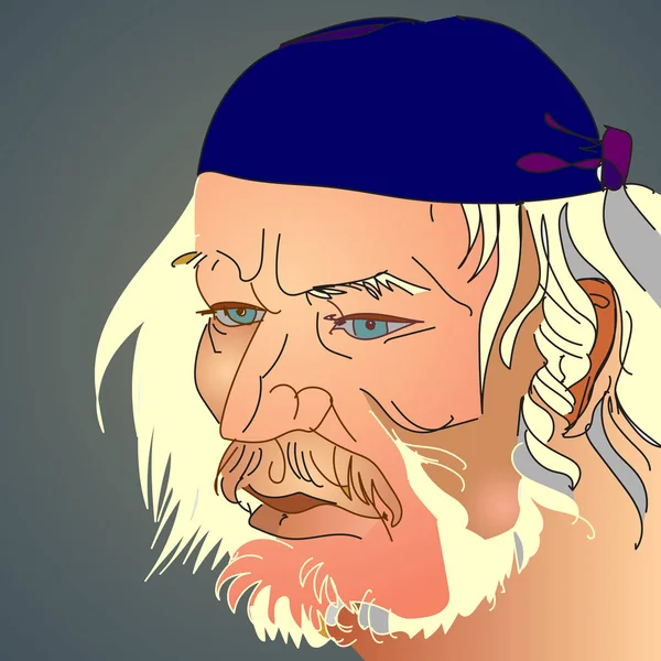 Vektorový Náčrt Portrétu Imaginárního Piráta — Stockový vektor