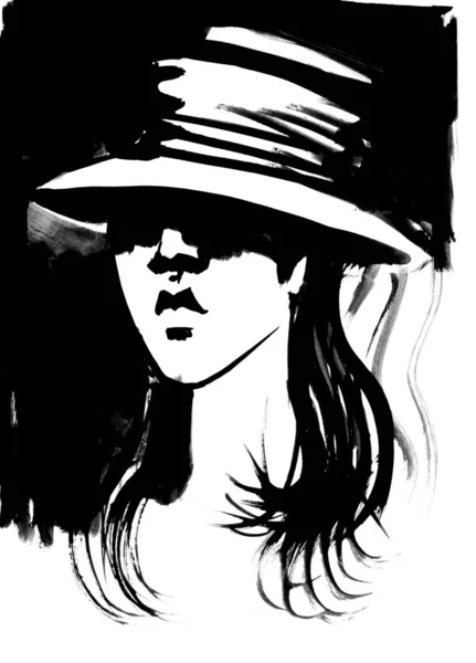 Sketch Brush Ink Portrait — Stock Photo, Image