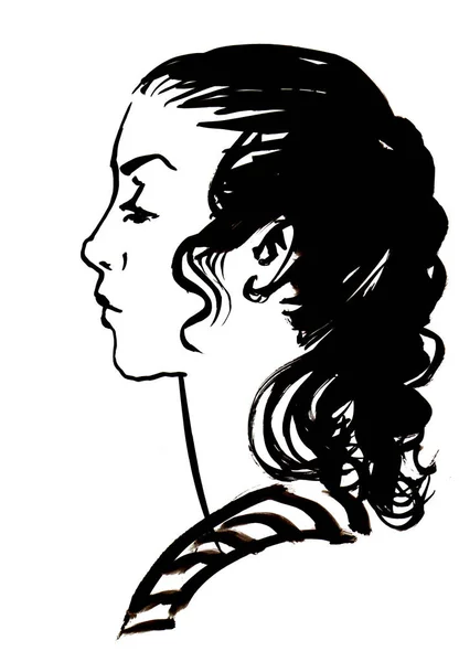 Sketch Brush Ink Portrait — Stock Photo, Image