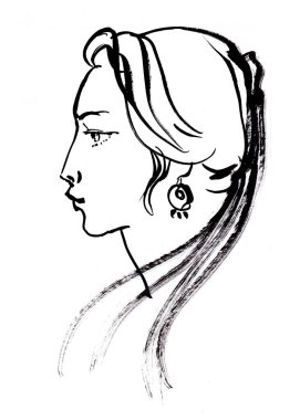  fırça ve mürekkep portre ile çizim