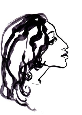  fırça ve mürekkep portre ile çizim