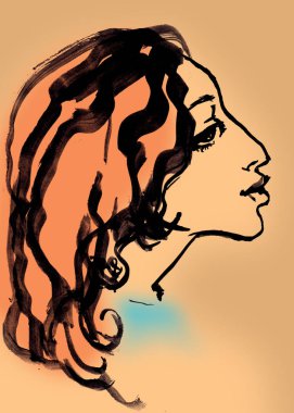  fırça ve mürekkep portre ile çizim