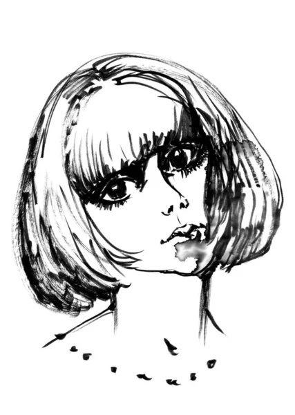  fırça ve mürekkep portre ile çizim