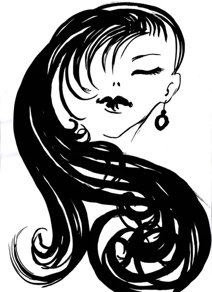  fırça ve mürekkep portre ile çizim