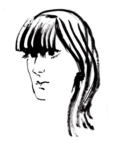 Sketch Brush Ink Portrait — Stock Photo, Image