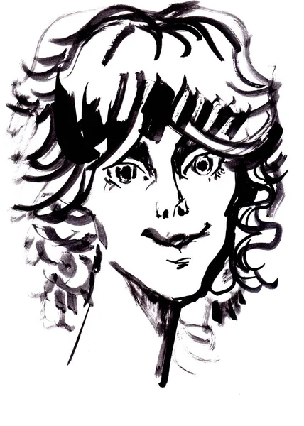 Sketch Brush Ink Portrait — Stock Photo, Image