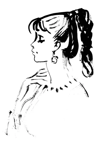 Sketch Brush Ink Portrait — Stock Photo, Image