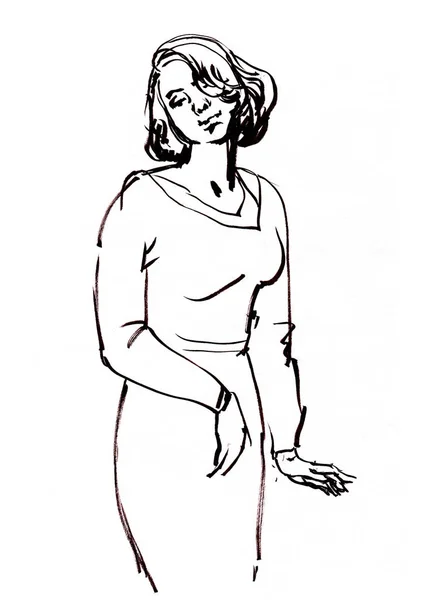  fırça ve mürekkep portre ile çizim