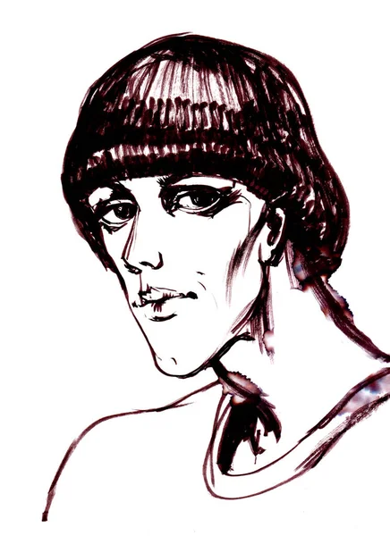  fırça ve mürekkep portre ile çizim