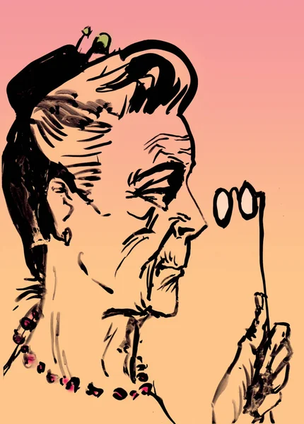  fırça ve mürekkep portre ile çizim