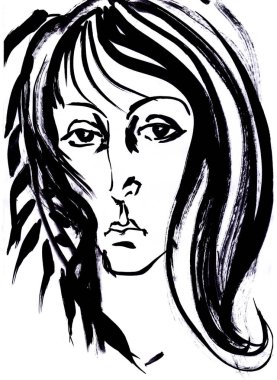  fırça ve mürekkep portre ile çizim