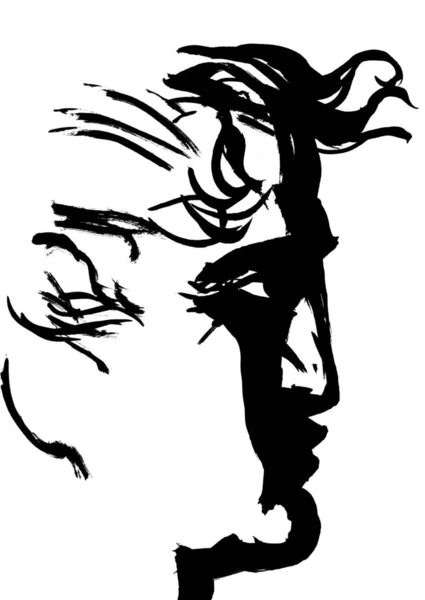 fırça ve mürekkep adam portre ile kroki