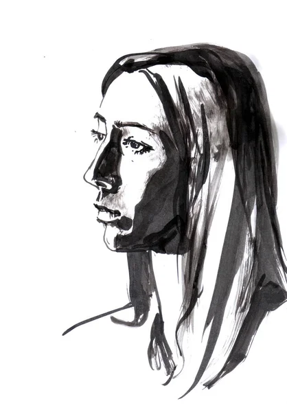 hayali bir büyüleyici genç kız bir portre bir kroki 