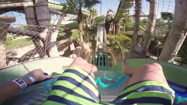 Plezier Het Atlantis Palm Aquaventure Water Park Dubai Water Achtbaan — Stockvideo