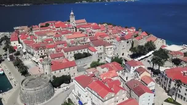 Perfekter Blick Auf Die Stadt Korcula Kroatien — Stockvideo