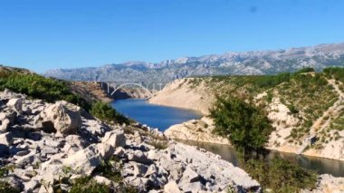 Kanyon köprü görünümünü Maslenica, Hırvatistan A1 motorlu karayolu üzerinde.