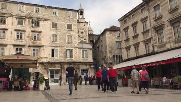 Time Lapse Plaza Placa Casco Antiguo Split Croacia — Vídeos de Stock
