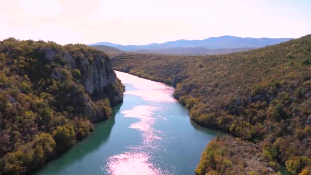 Blick Von Oben Auf Den Sauberen Cetina Canyon Kroatien Flusslandschaft — Stockvideo