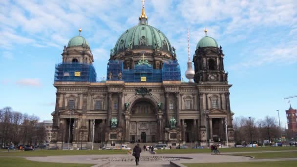 Přední Pohled Záběry Berliner Dom Berlíně Německo — Stock video