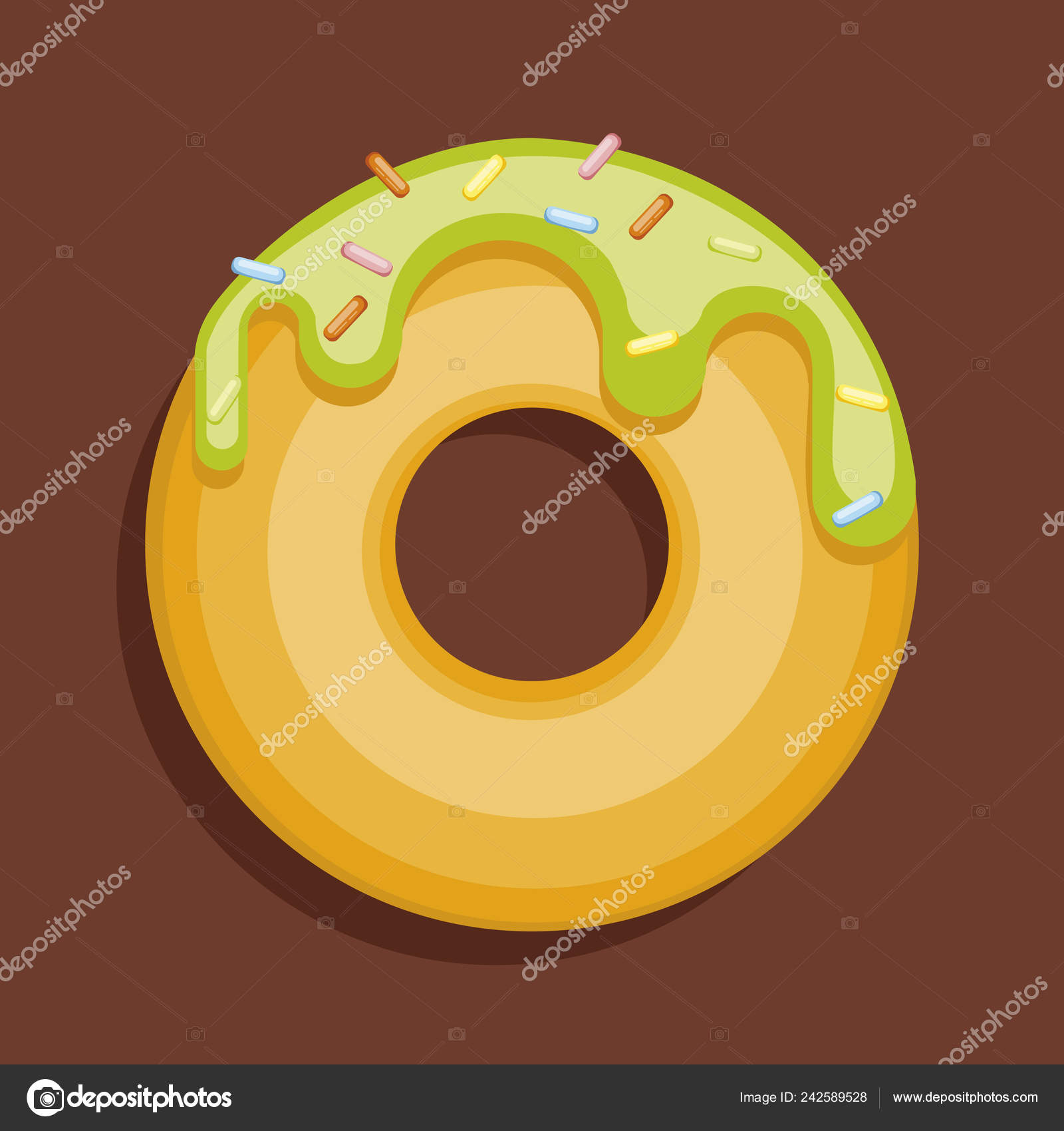 Colorful Donut Isolated Chocolate Background Top View Donut Bright