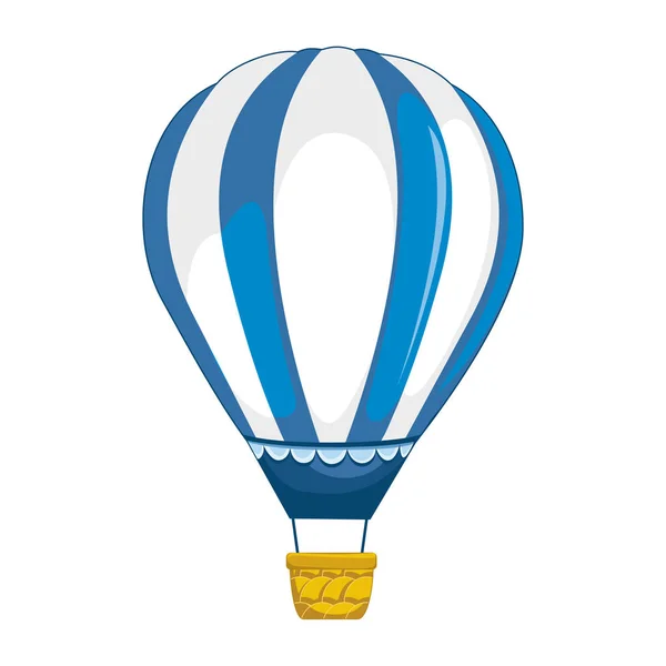 Hot air balloon in the sky with clouds. Flat cartoon design. Vector illustration