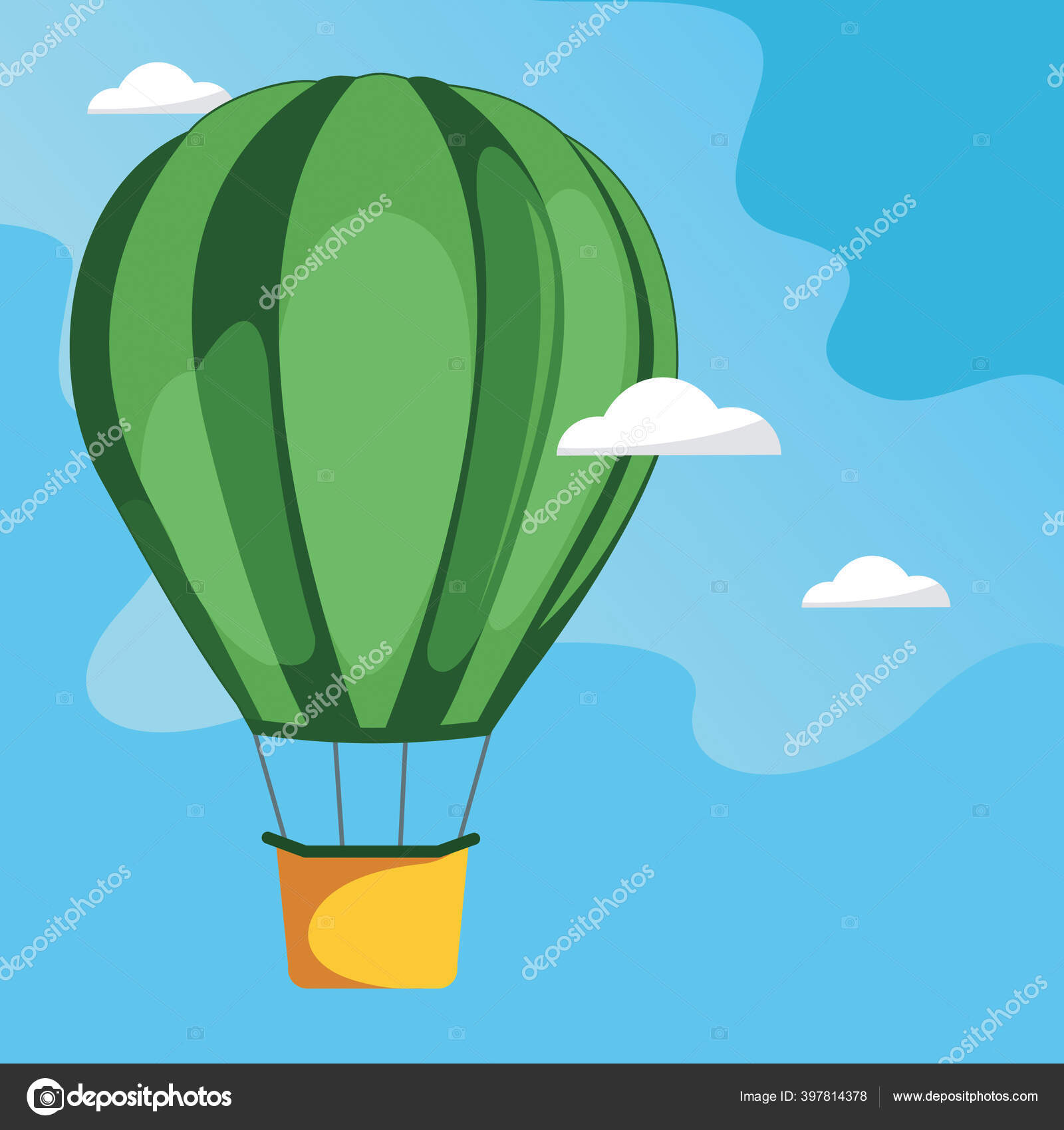 Balon Hijau Langit Biru Ilustrasi Vektor Stok Vektor C Ka Tri U 397814378